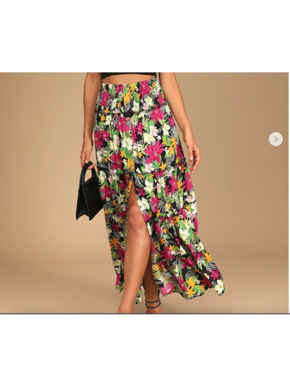 Lulus Tropical Trends Skirt Womens XS Multicolor Floral Smocked Maxi